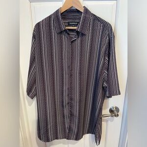 Bassiri Limited Collection Men's Black, Gray and Purple Geometric Shirt XXL